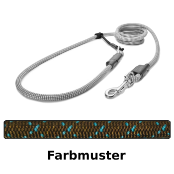 EASYLONG Hundeleine - M - 2,5m - olive mit blauen Stichen